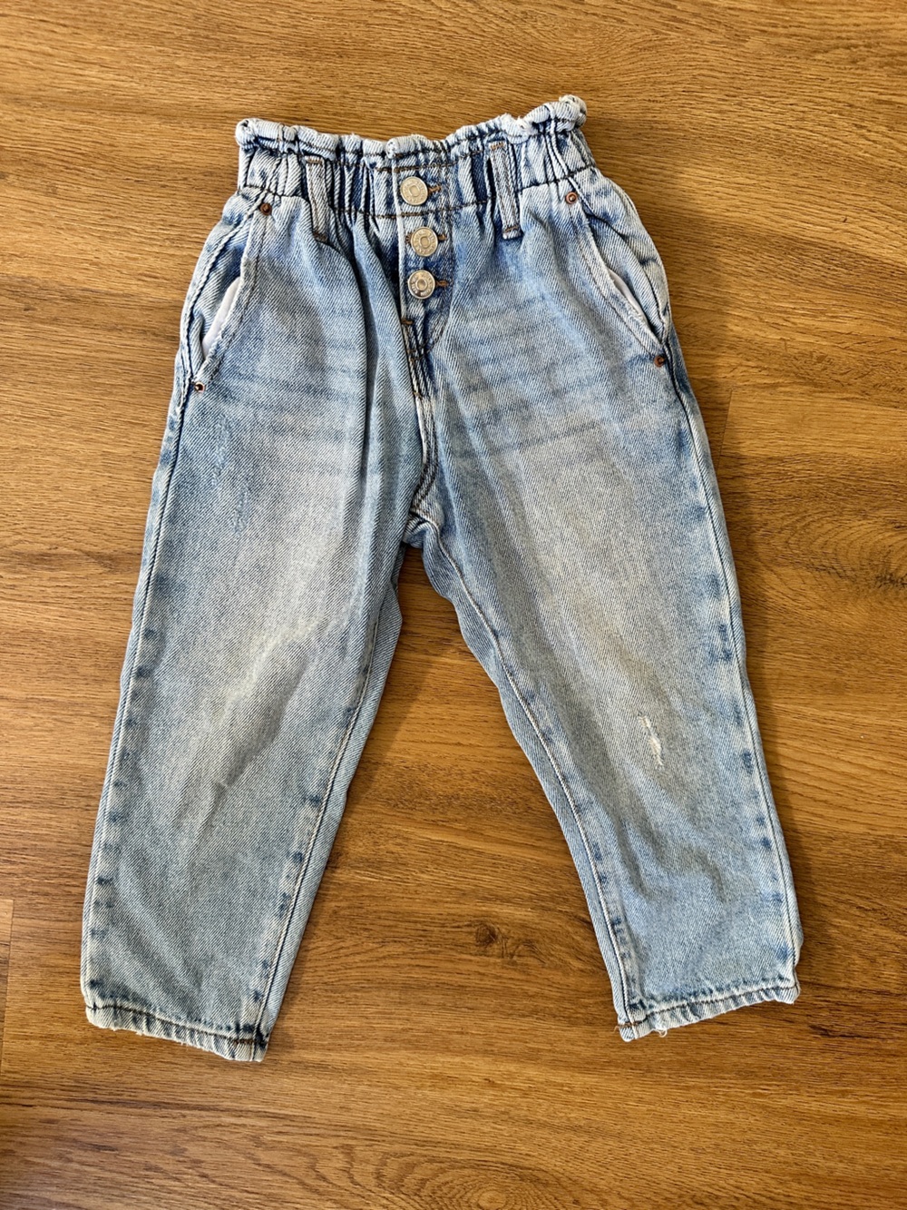 ZARA 🩵 Girls Paper Bag Jeans Denim 3-4Y 3T 4T